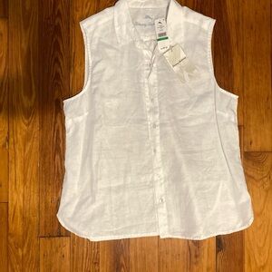 Tommy Bahama White Linen Sleeveless Top Women Large